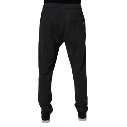 Dolce & Gabbana Dark Gray Logo Cotton Jogger Sweatpants Pants