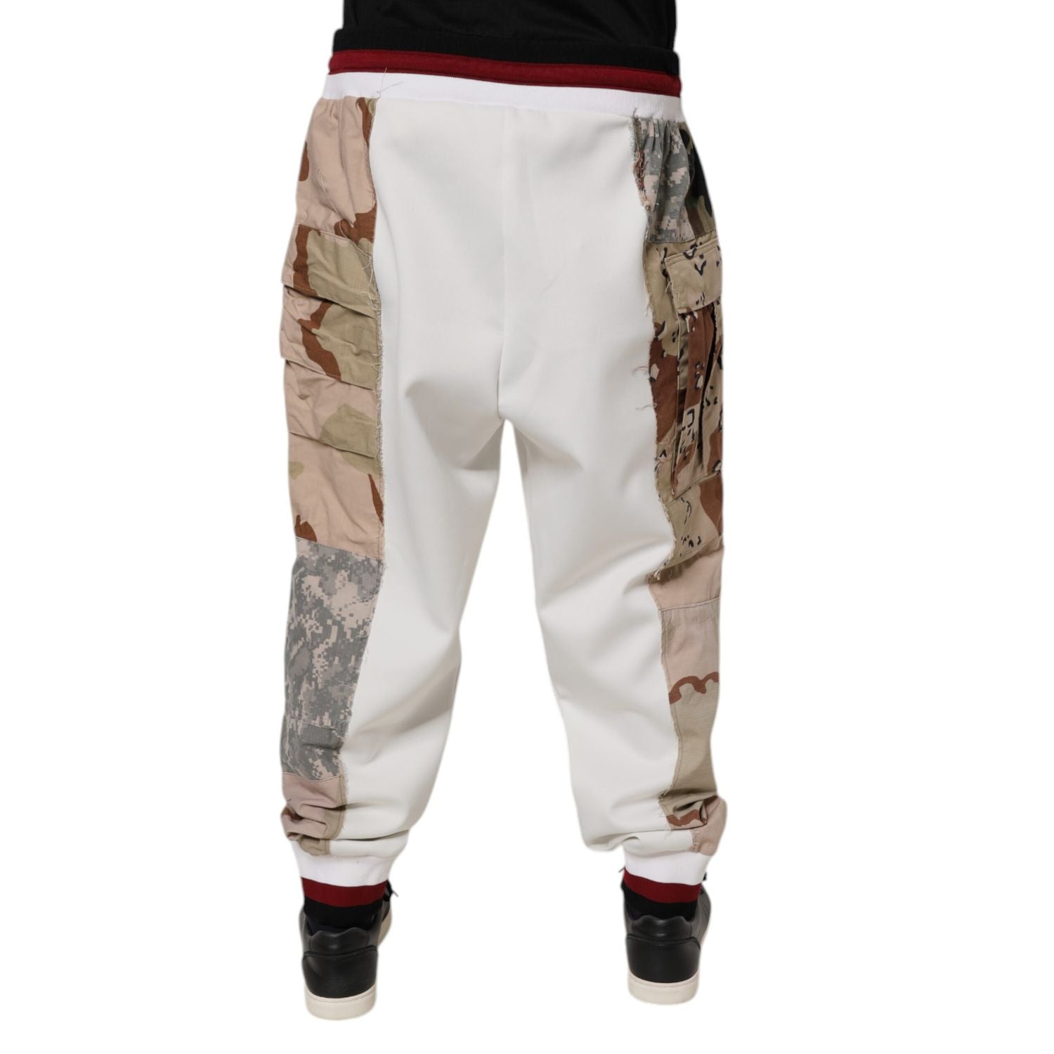 Dolce & Gabbana White Camouflage Patchwork Sweatpants Pants