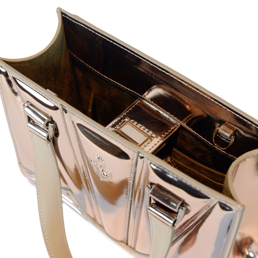 Ferrari Metallic Grey Leather Women Handbag