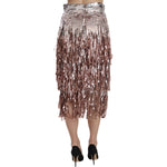 Dolce & Gabbana Sequin Embellished Fringe Midi Pencil Skirt