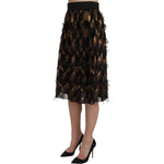 Dolce & Gabbana Black Gold Fringe Metallic Pencil A-line Skirt