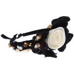 Dolce & Gabbana Diadem Headband Tiara White Rose Crystal Hair Gold Diadem