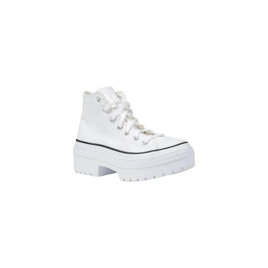 Converse White Fabric Sneaker with Lugged Heel and Thick Sole for Women, Offering Comfort and Style in a Lightweight Design