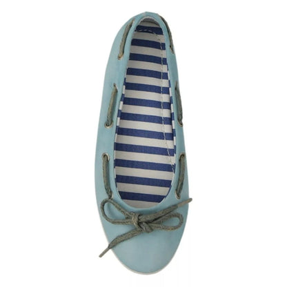 Pantofola D'Oro Sky Blue Suede Lace Bow Loafers Ballet Flat Shoes