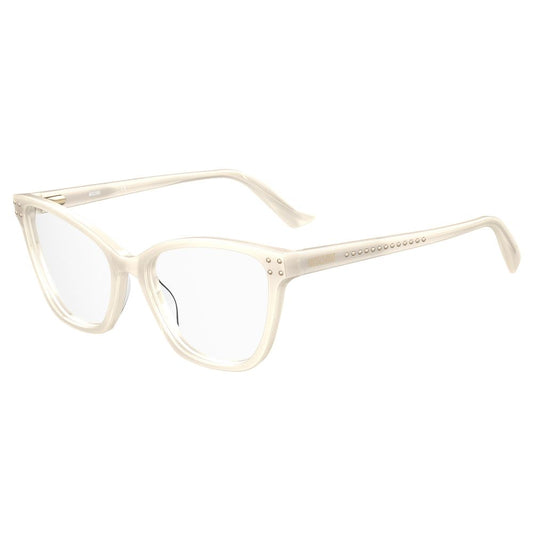 Moschino Cream Acetate Frames with pearl color, acetate material, and dimensions 54/17/140 mm for women.
