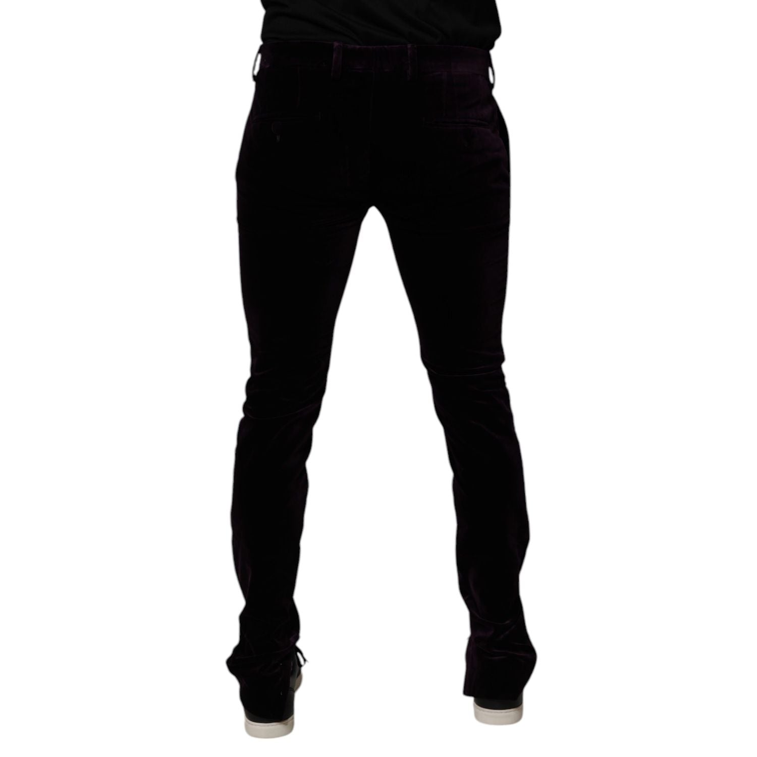 Dolce & Gabbana Violet Velvet Cotton Men Dress Formal Pants