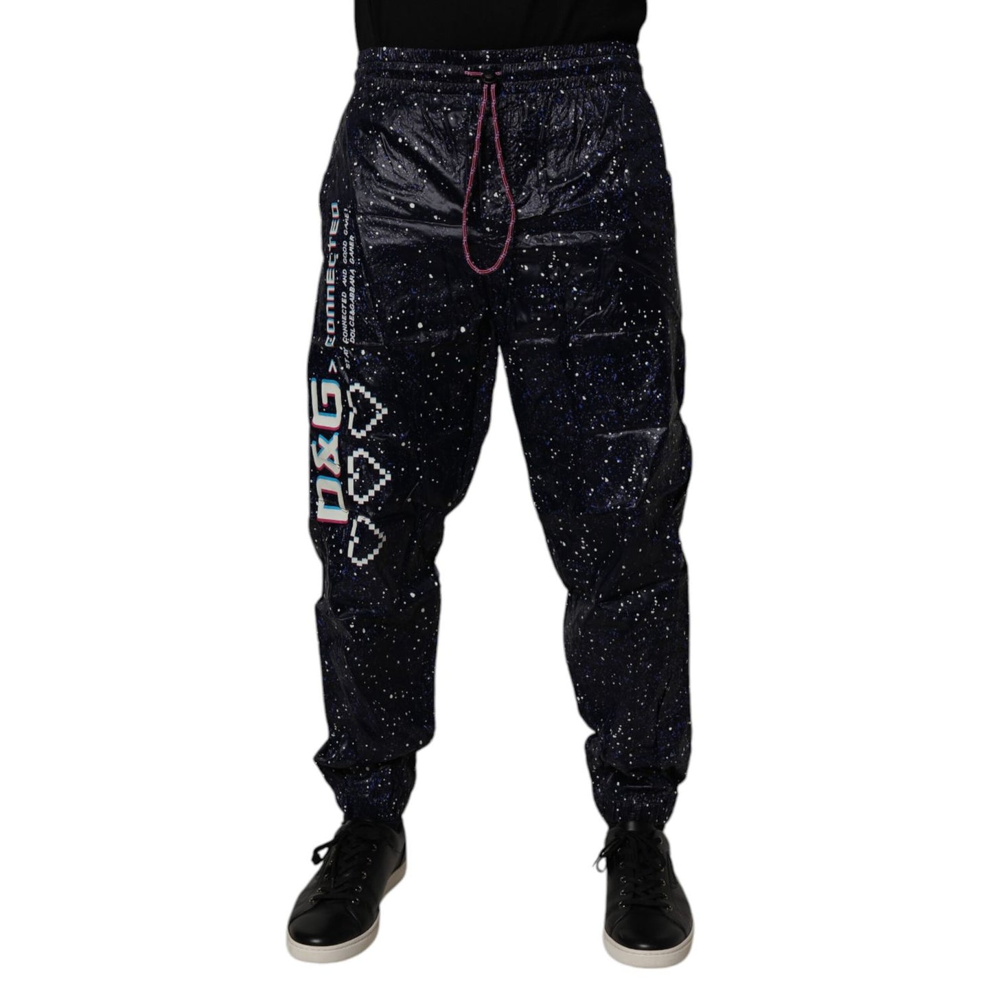 Dolce & Gabbana Dark Blue DG Game Print Cotton Jogger Pants