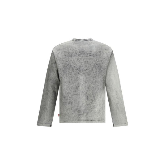 Back view of Diesel K-Brutus sweater featuring washed-out effect and ribbed crew neck, highlighting its casual and modern style.
