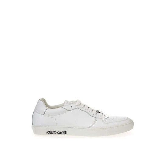 Roberto Cavalli white leather sneakers, luxurious Italian footwear, premium quality, casual style, durable and comfortable.