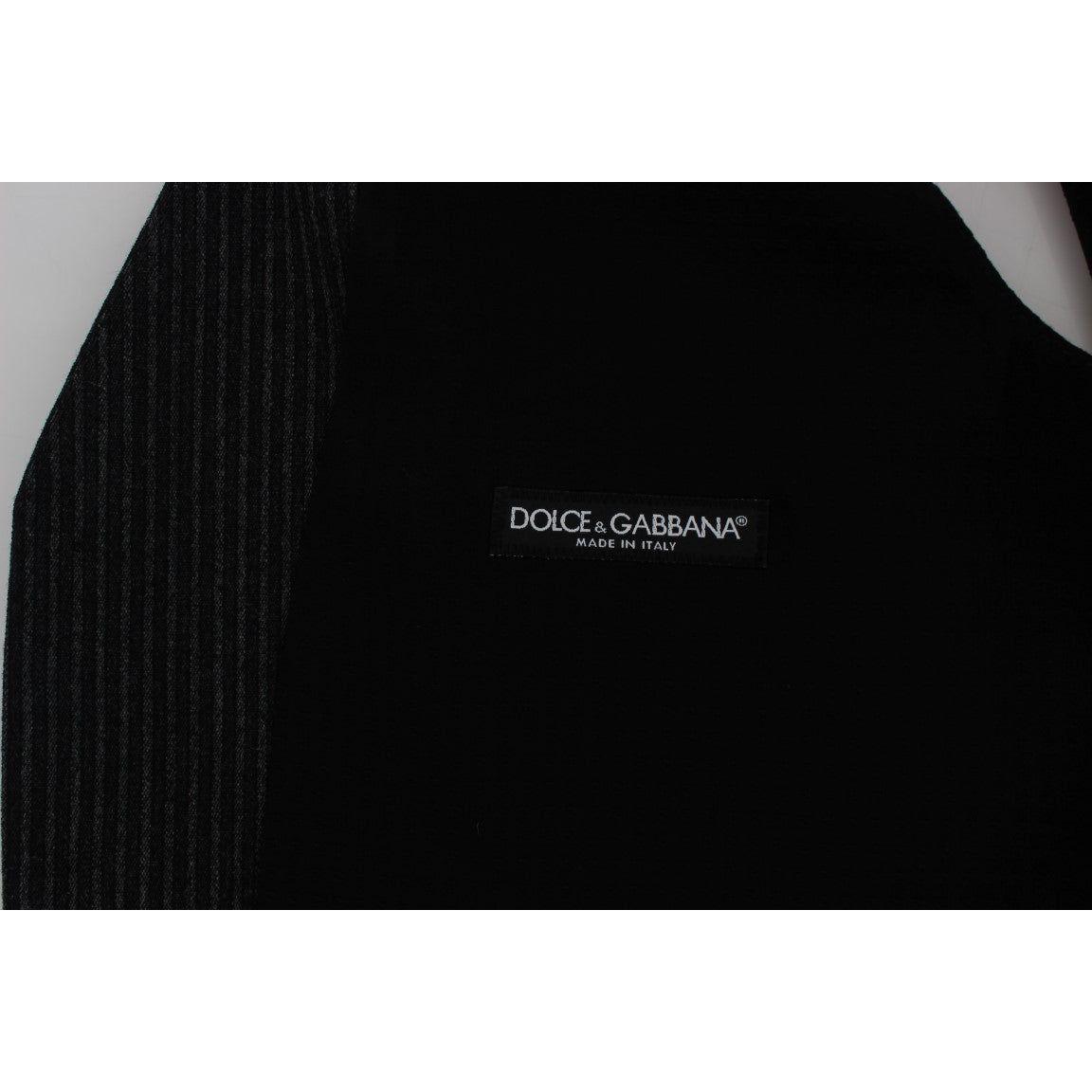 Dolce & Gabbana Gray Striped Formal Vest