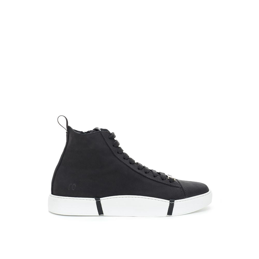 Roberto Cavalli Black Suede Leather High Top Sneakers