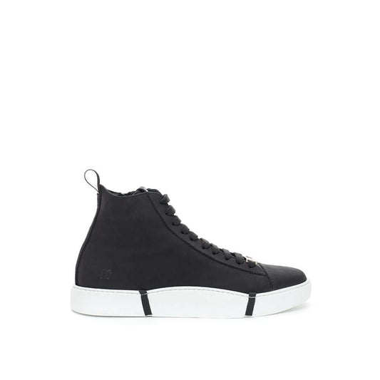 Roberto Cavalli elegant suede sneakers in chic black, luxury Italian design, side view.