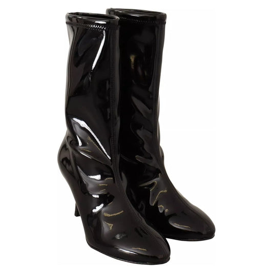 Stuart Weitzman Black Patent Leather High Heels Boots Shoes