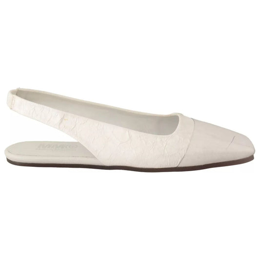 Maison Margiela White Leather Slingback Slip On Flats Shoes