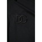 Dolce & Gabbana Black Polyester DG Logo Collared Polo T-shirt