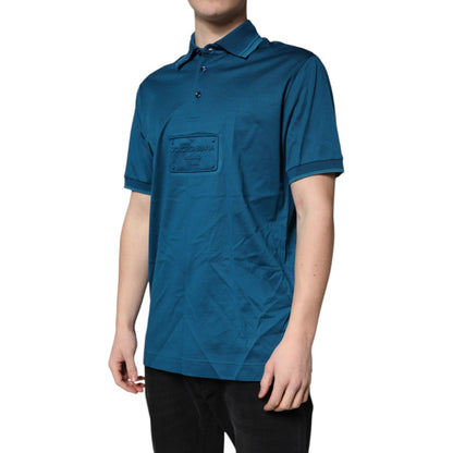 Dolce & Gabbana Blue Logo Cotton Men Polo Shirt T-shirt