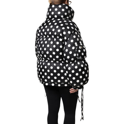 Dolce & Gabbana Black White Polka Dot Full Zip Puffer Jacket