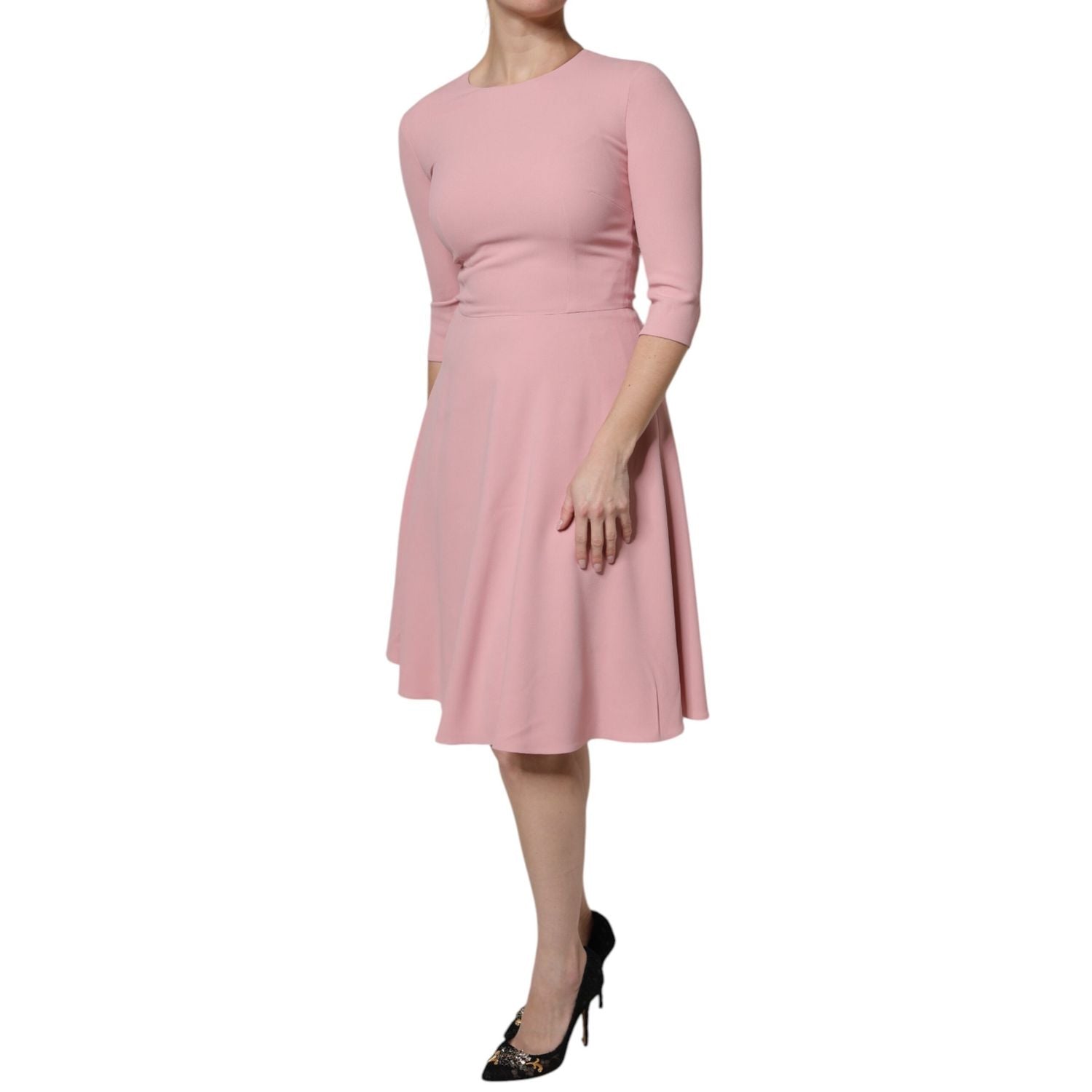 Dolce & Gabbana Pink A-line Flare Viscose 3/4 Sleeves Dress