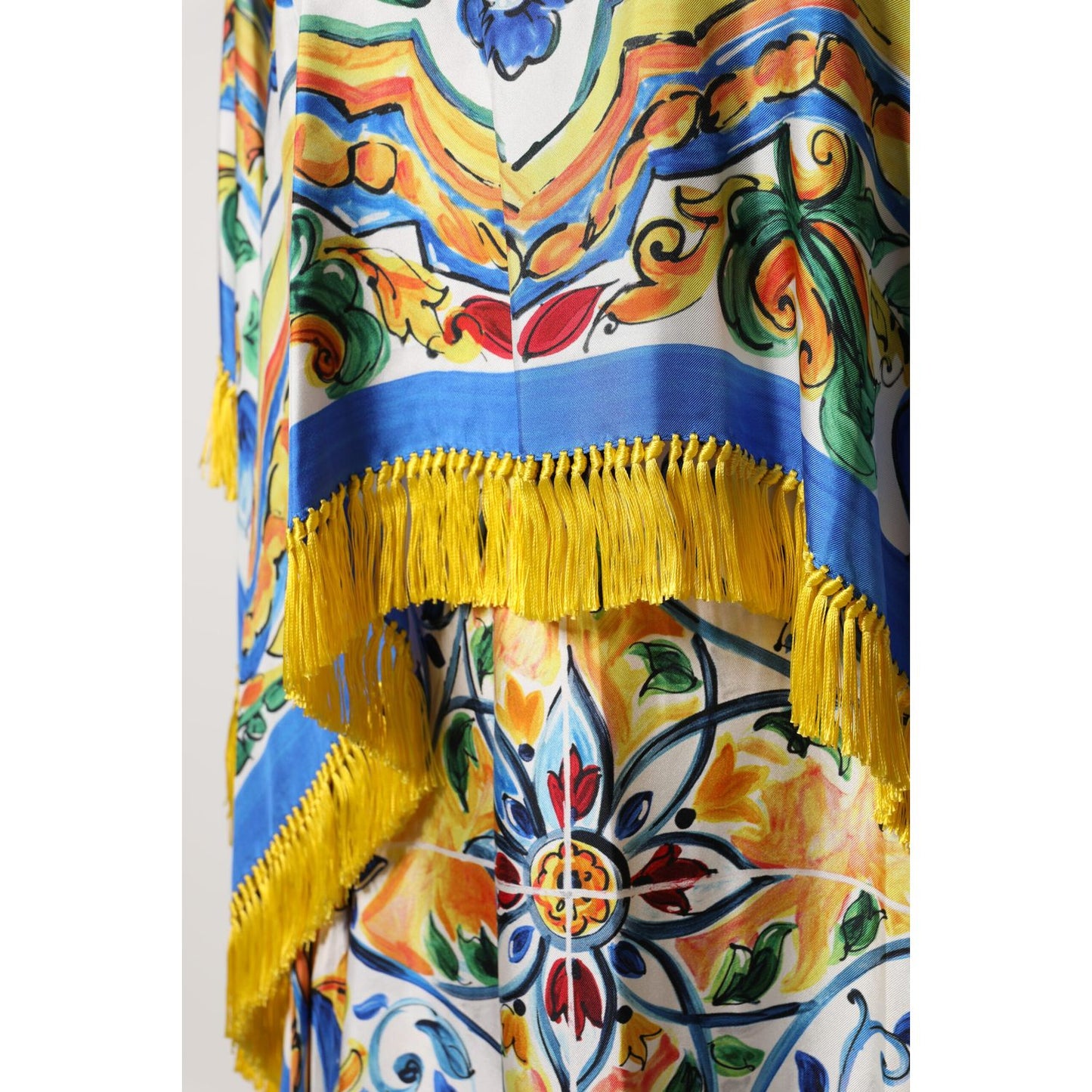 Dolce & Gabbana Multicolor Majolica Kaftan Short Sleeves Maxi Dress