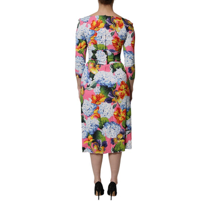 Dolce & Gabbana Multicolor Floral Side Slit Midi Dress