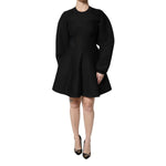 Dolce & Gabbana Black Cotton Long Sleeves A-line Mini Dress