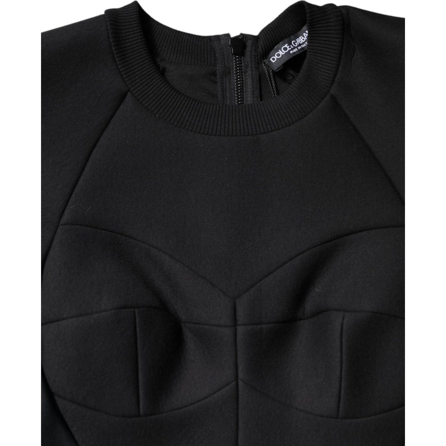 Dolce & Gabbana Black Cotton Long Sleeves A-line Mini Dress