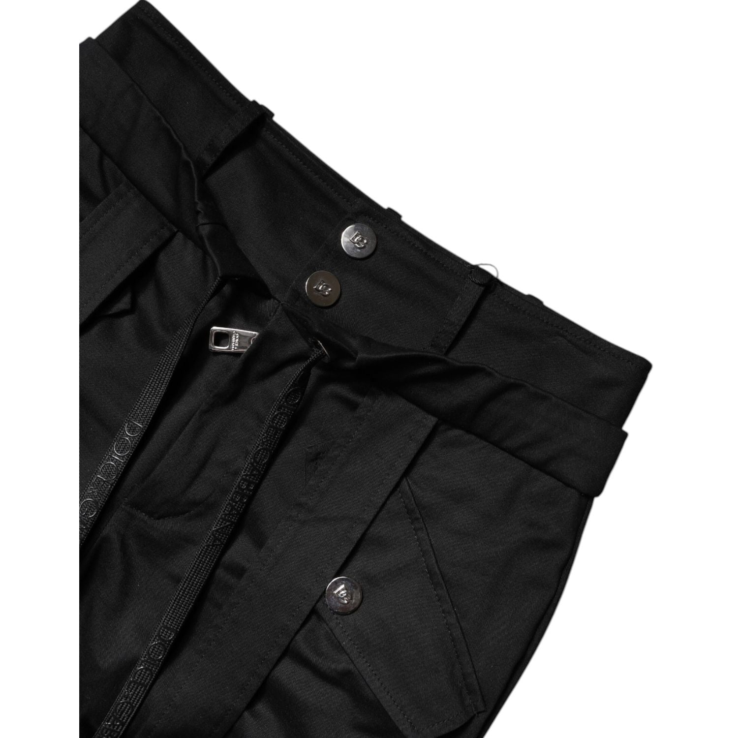 Dolce & Gabbana Black Cotton High Waist Cargo Pants