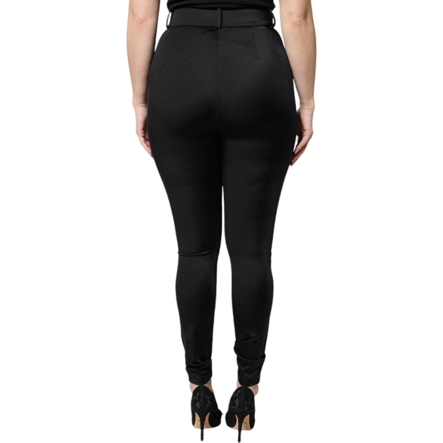 Dolce & Gabbana Black Nylon High Waist Slim Fit Pants