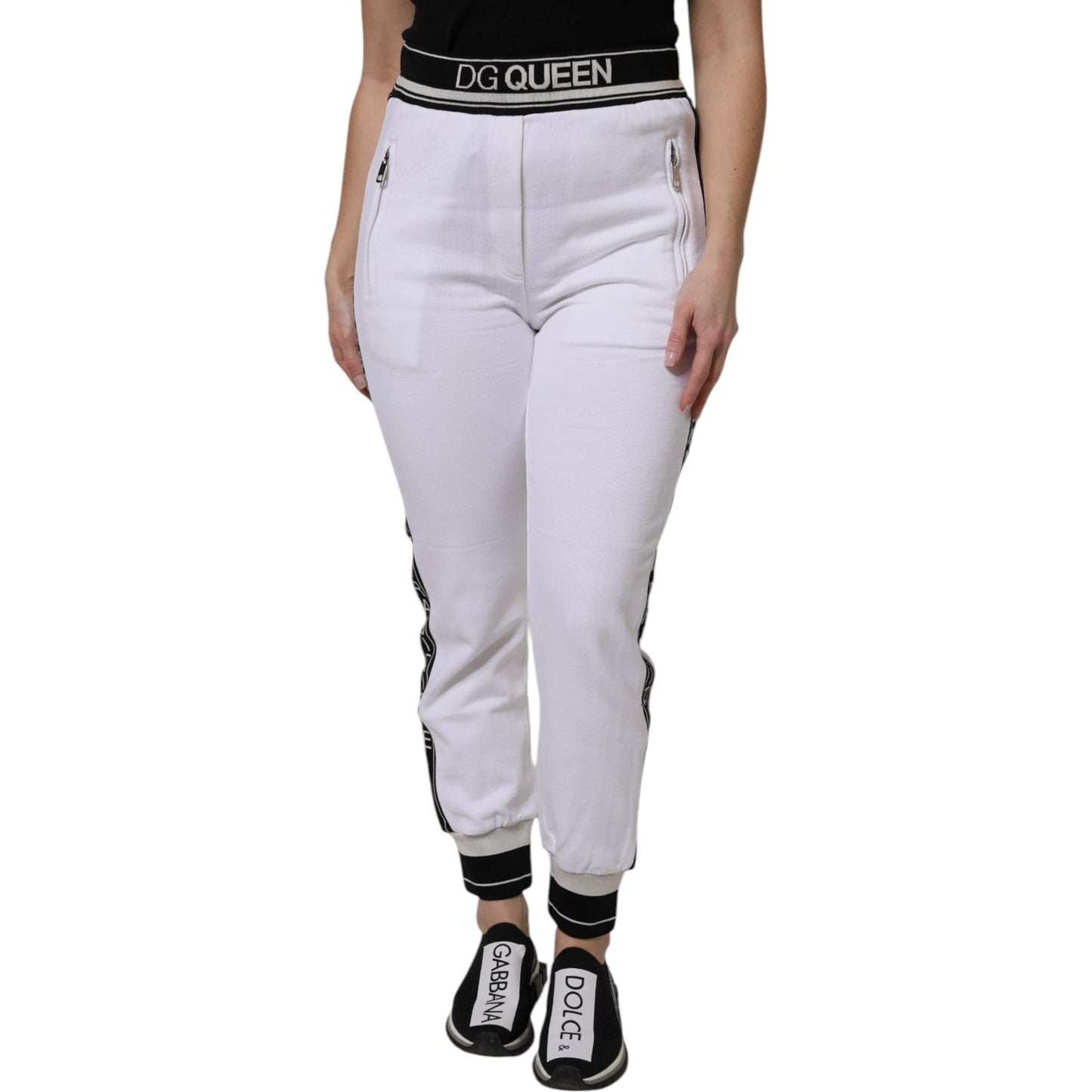 Dolce & Gabbana White Cotton Stretch Jogger Sweatpants Pants