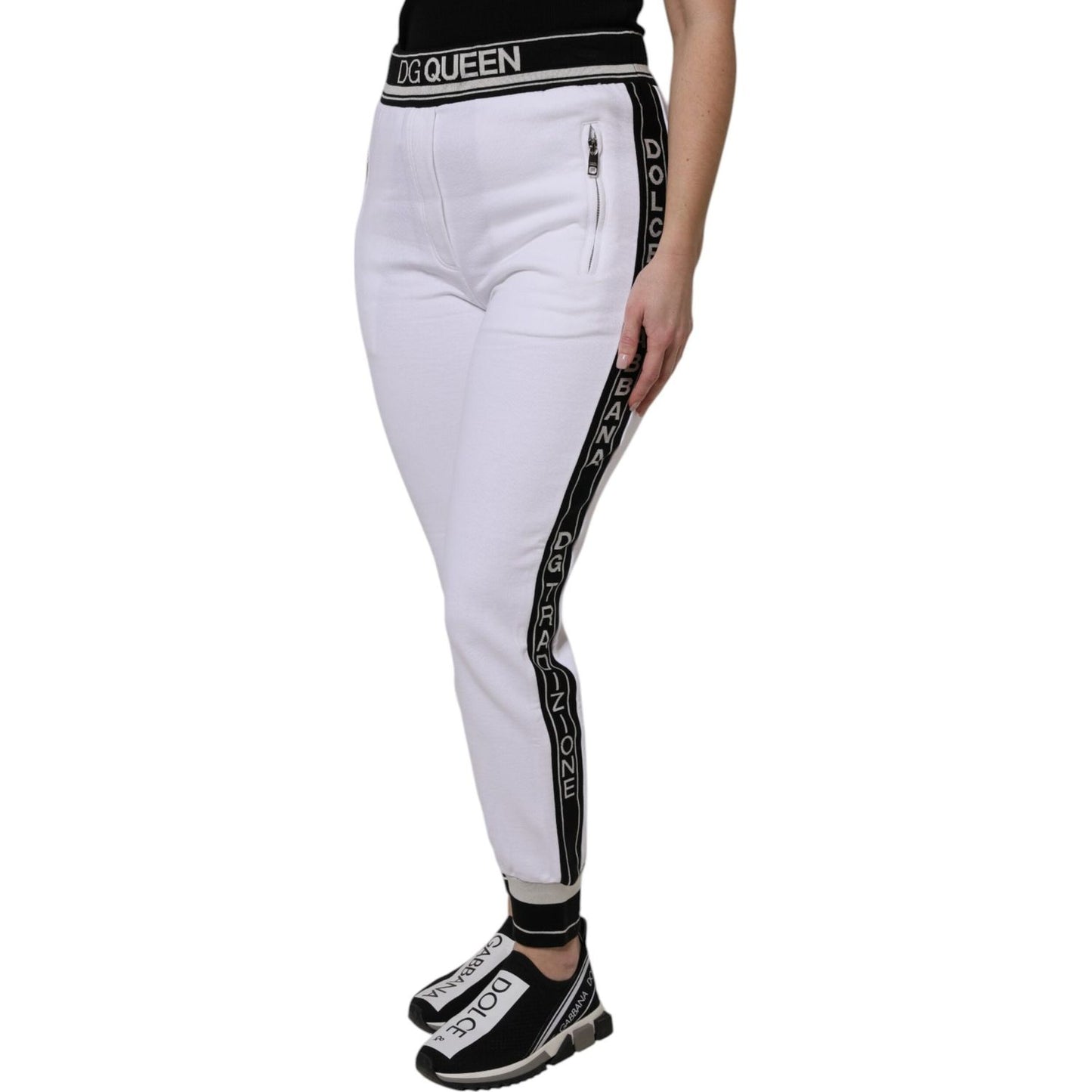 Dolce & Gabbana White Cotton Stretch Jogger Sweatpants Pants