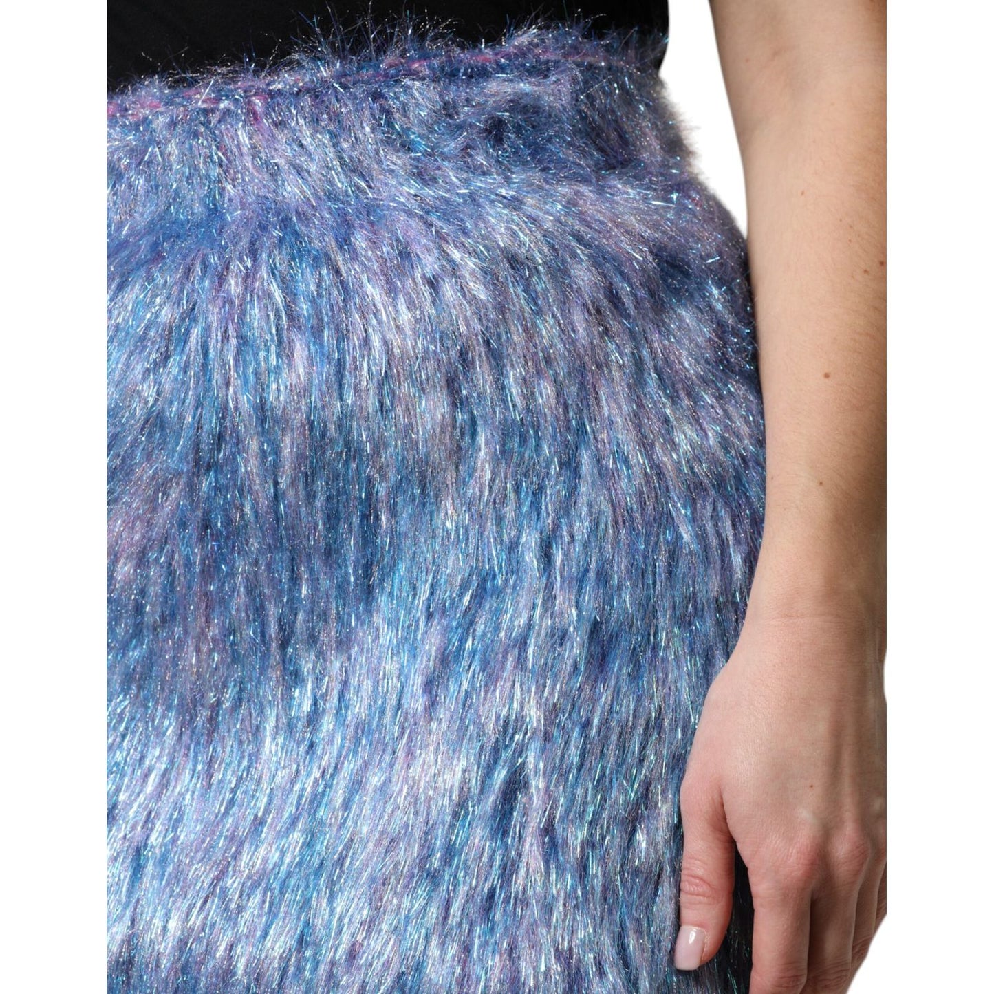 Dolce & Gabbana Multicolor Plush High Waist Mini Skirt