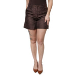 Dolce & Gabbana Brown Floral Brocade Mid Waist Mini Short