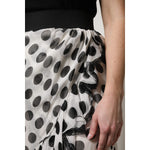 Dolce & Gabbana White Black Polka Dots Knee Length Skirt