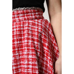 Dolce & Gabbana Red White High Waist A-line Above Knee Skirt