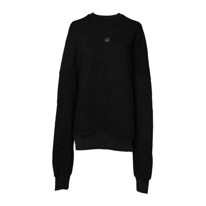 Dolce & Gabbana Black Cotton Crew Neck Sweatshirt Sweater
