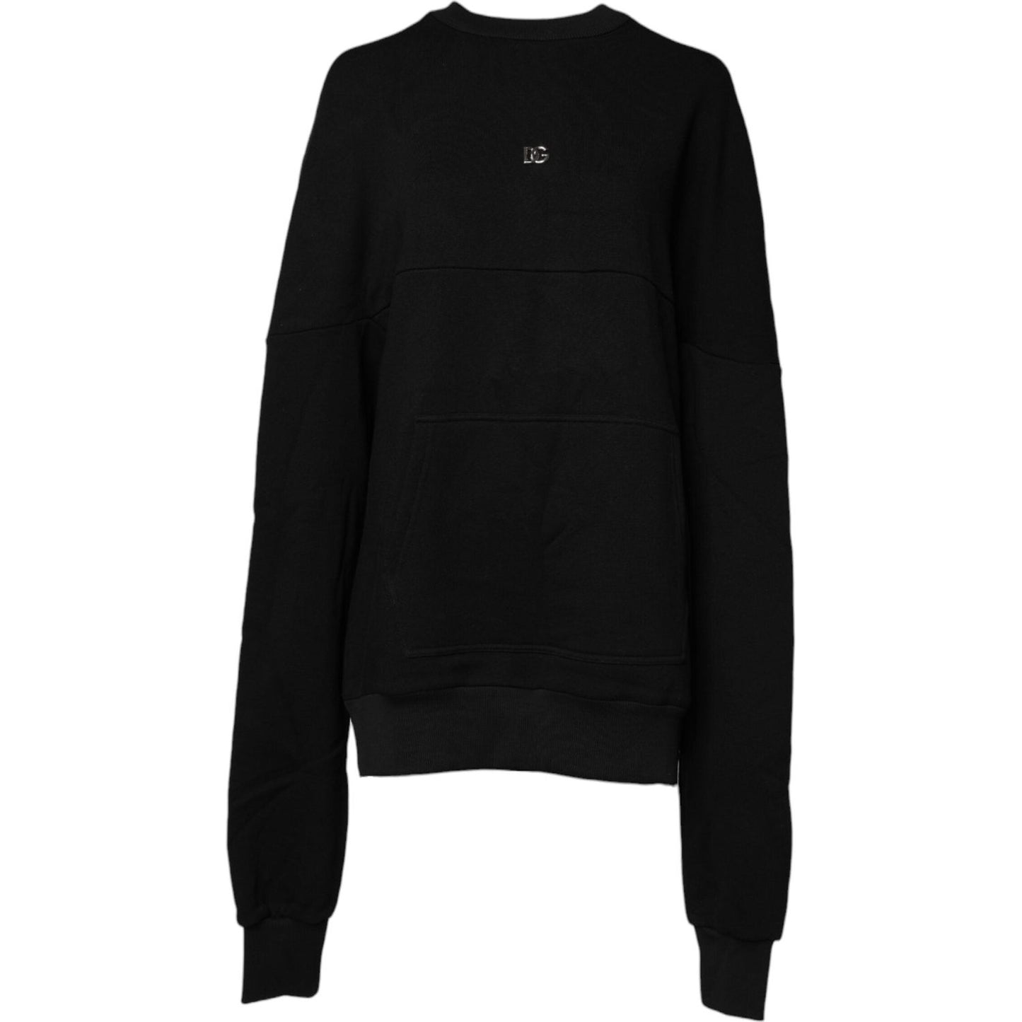 Dolce & Gabbana Black Cotton Crew Neck Sweatshirt Sweater