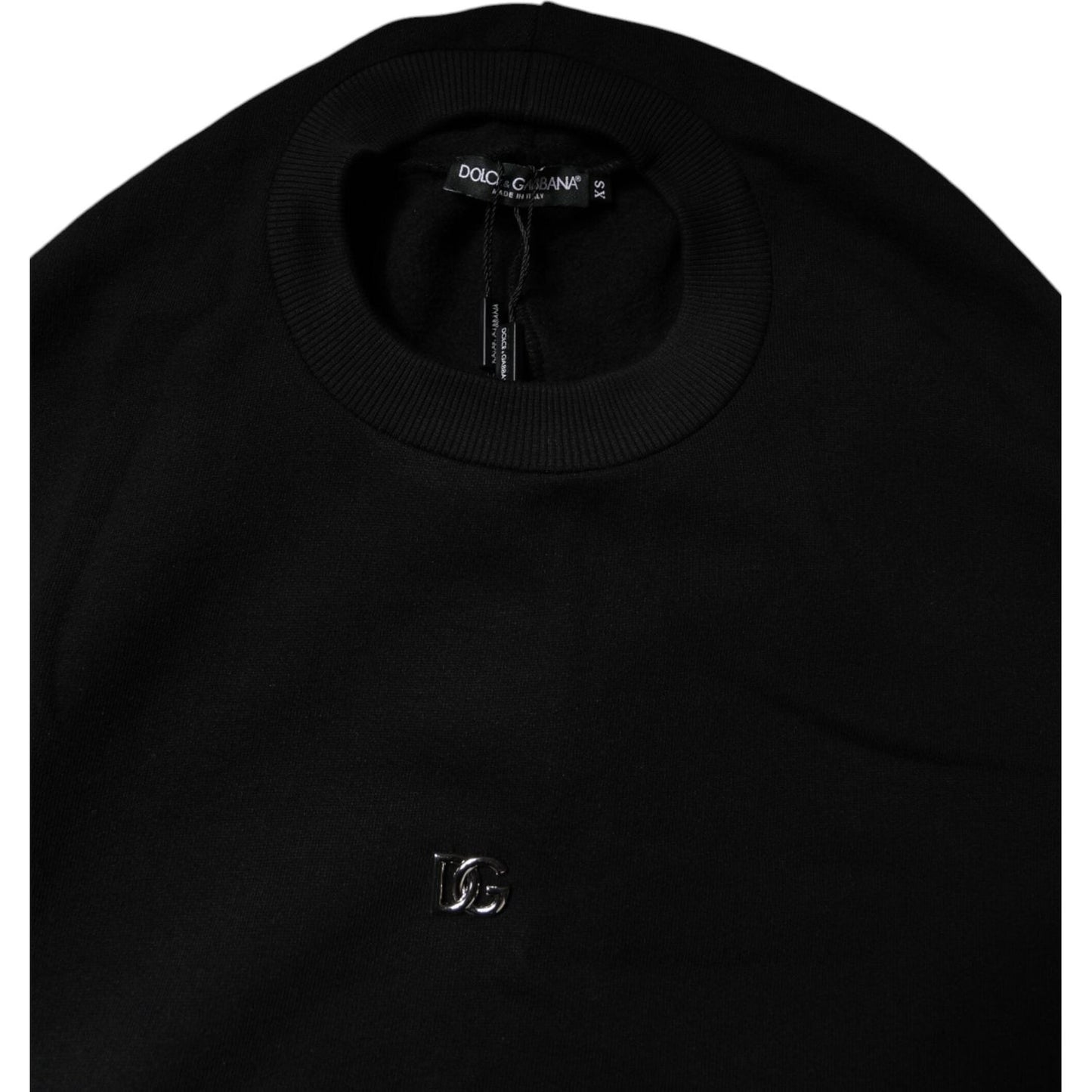 Dolce & Gabbana Black Cotton Crew Neck Sweatshirt Sweater