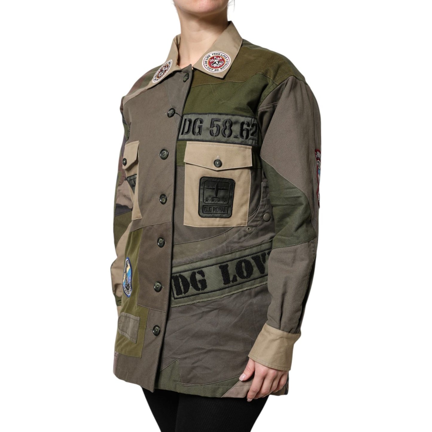 Dolce & Gabbana Military Green Cotton Button Down Jacket