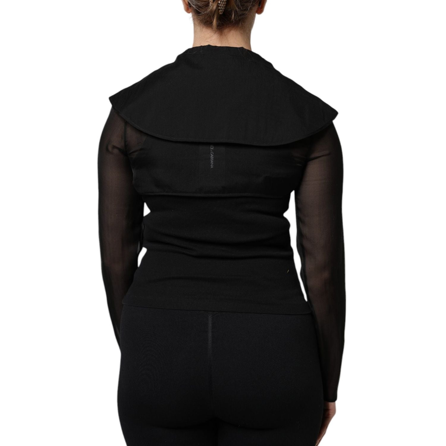 Dolce & Gabbana Black Silk Sheer Long Sleeves Blouse Top