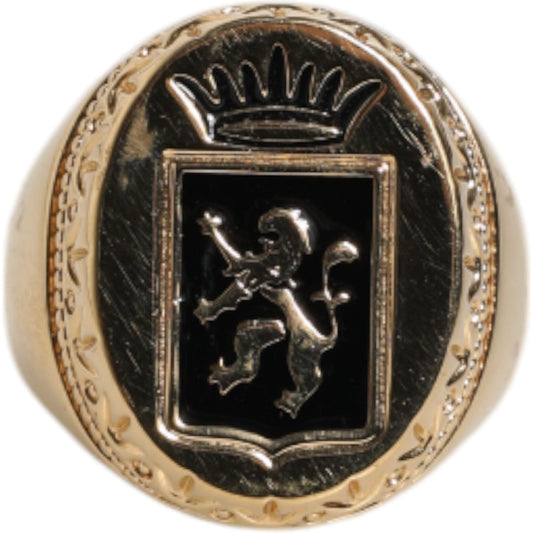 Dolce & Gabbana Gold Tone Engraved Logo Two Color Jewelry Ring