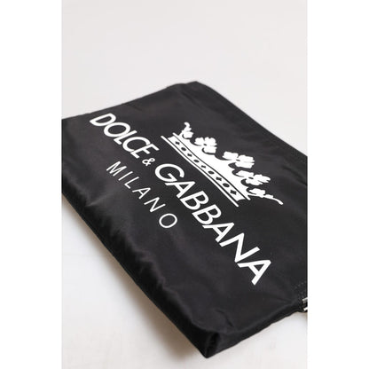 Dolce & Gabbana Black DG Milano Print Nylon Pouch Clutch Bag