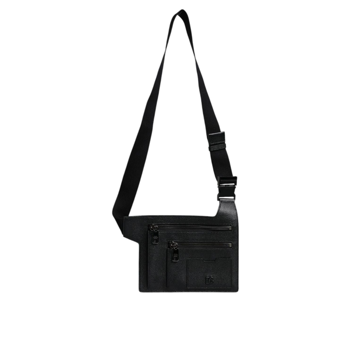 Dolce & Gabbana Black Calfskin Leather Messenger Crossbody Bag