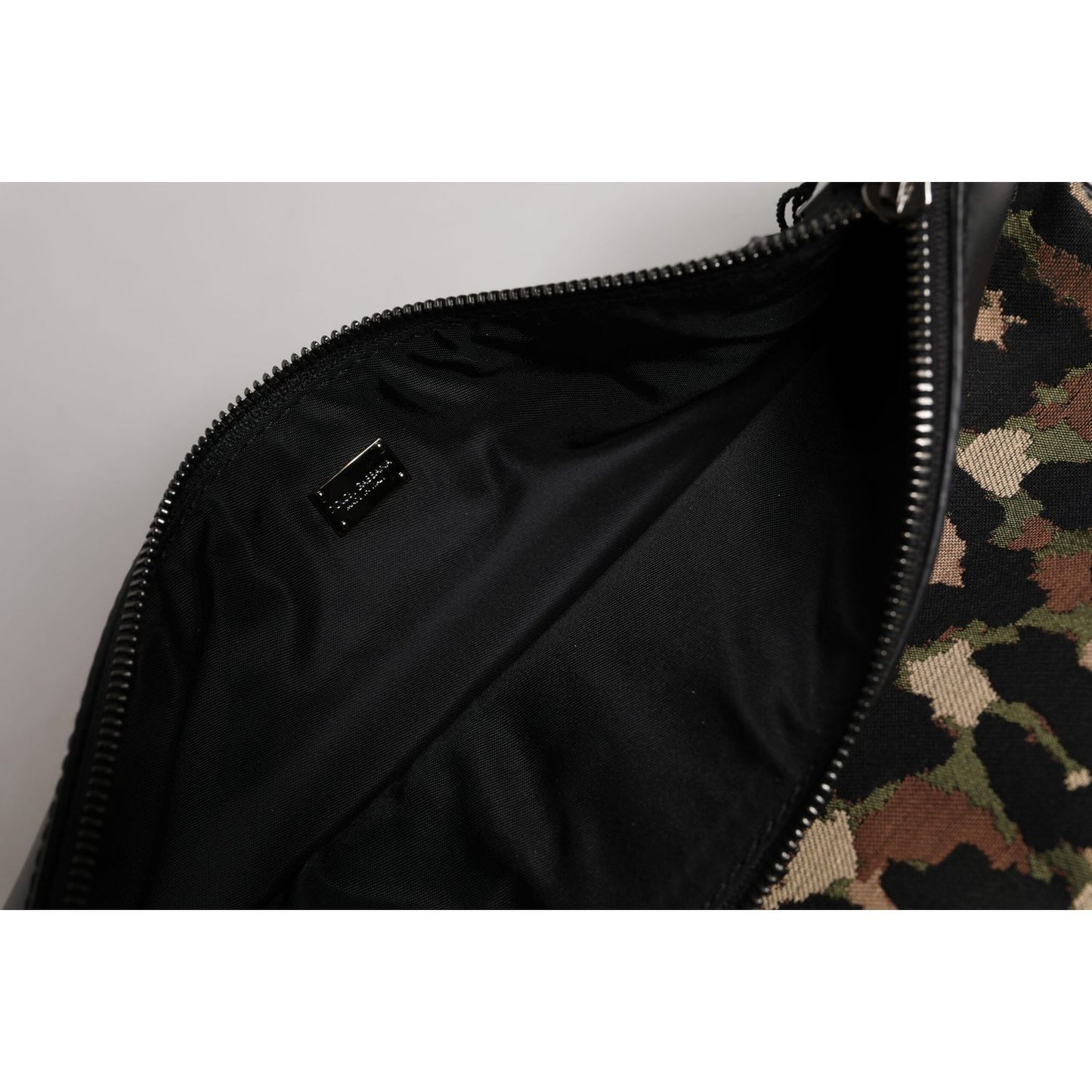 Dolce & Gabbana Multicolor Leopard Jacquard Print Logo Plaque Pouch Bag