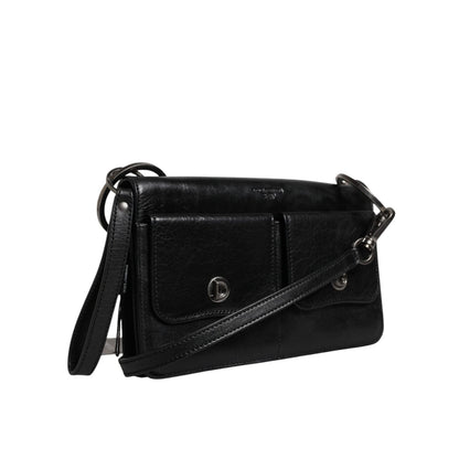 Dolce & Gabbana Black Leather Logo Purse Shoulder Crossbody Bag