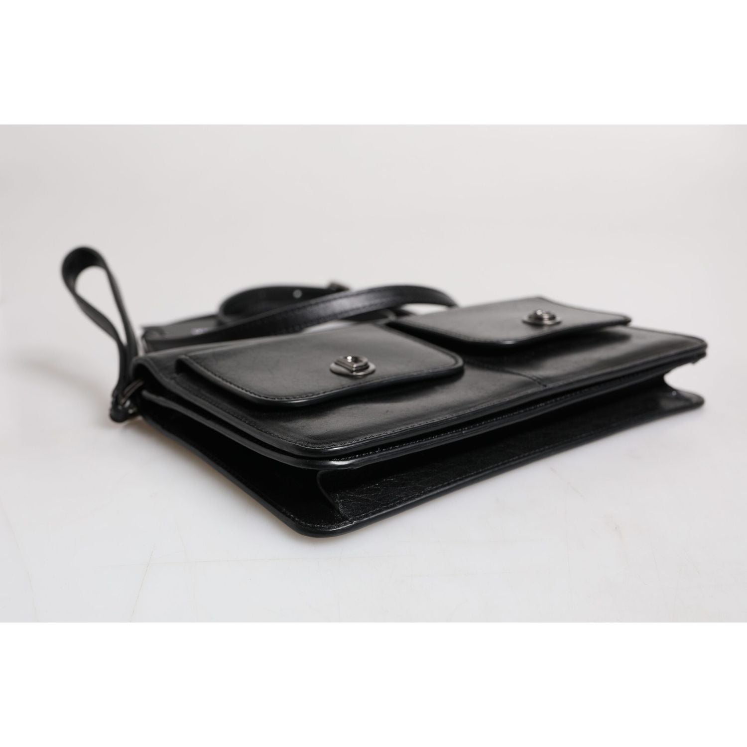 Dolce & Gabbana Black Leather Logo Purse Shoulder Crossbody Bag