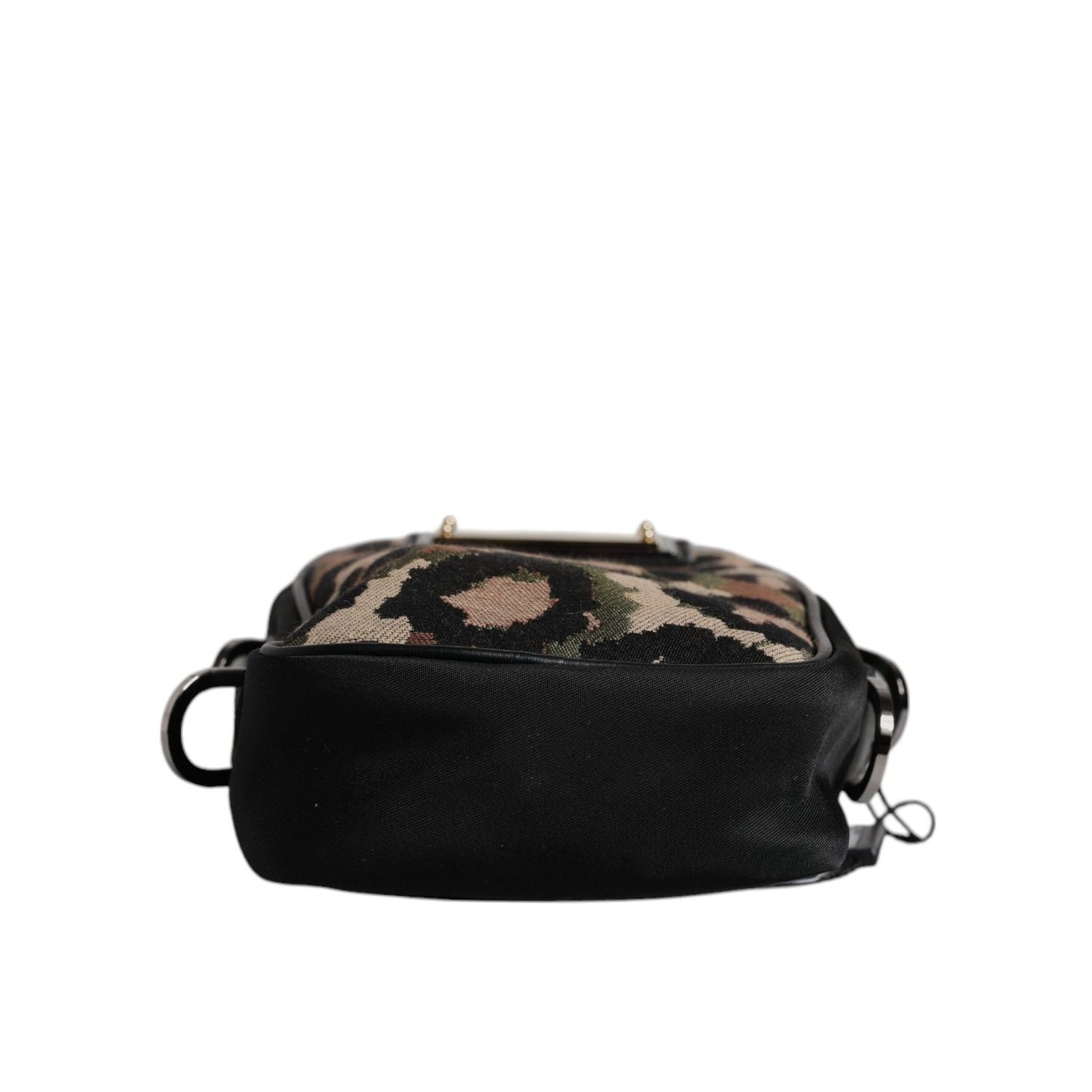 Dolce & Gabbana Multicolor Leopard Jacquard Logo Plaque Neck Strap Bag