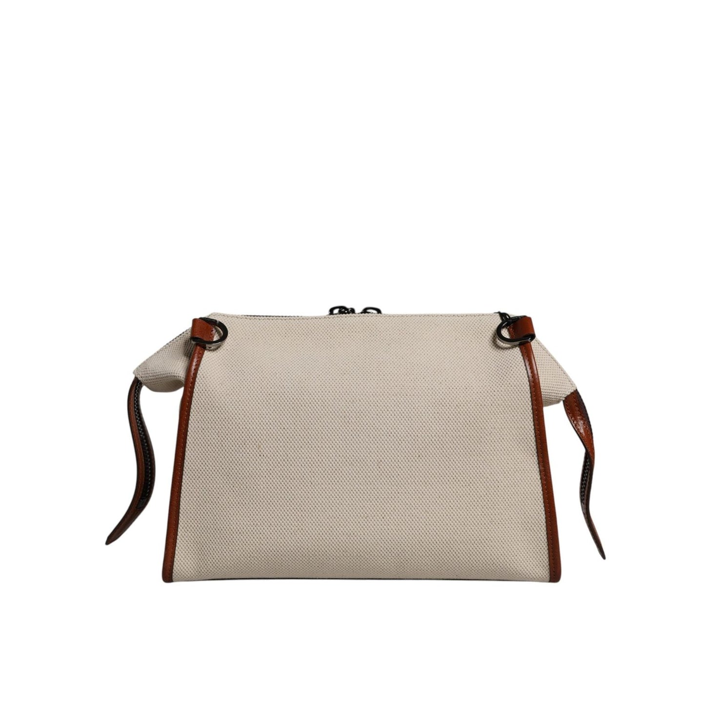 Dolce & Gabbana Beige Brown Cotton Leather Duffle Shoulder Bag BAG4324