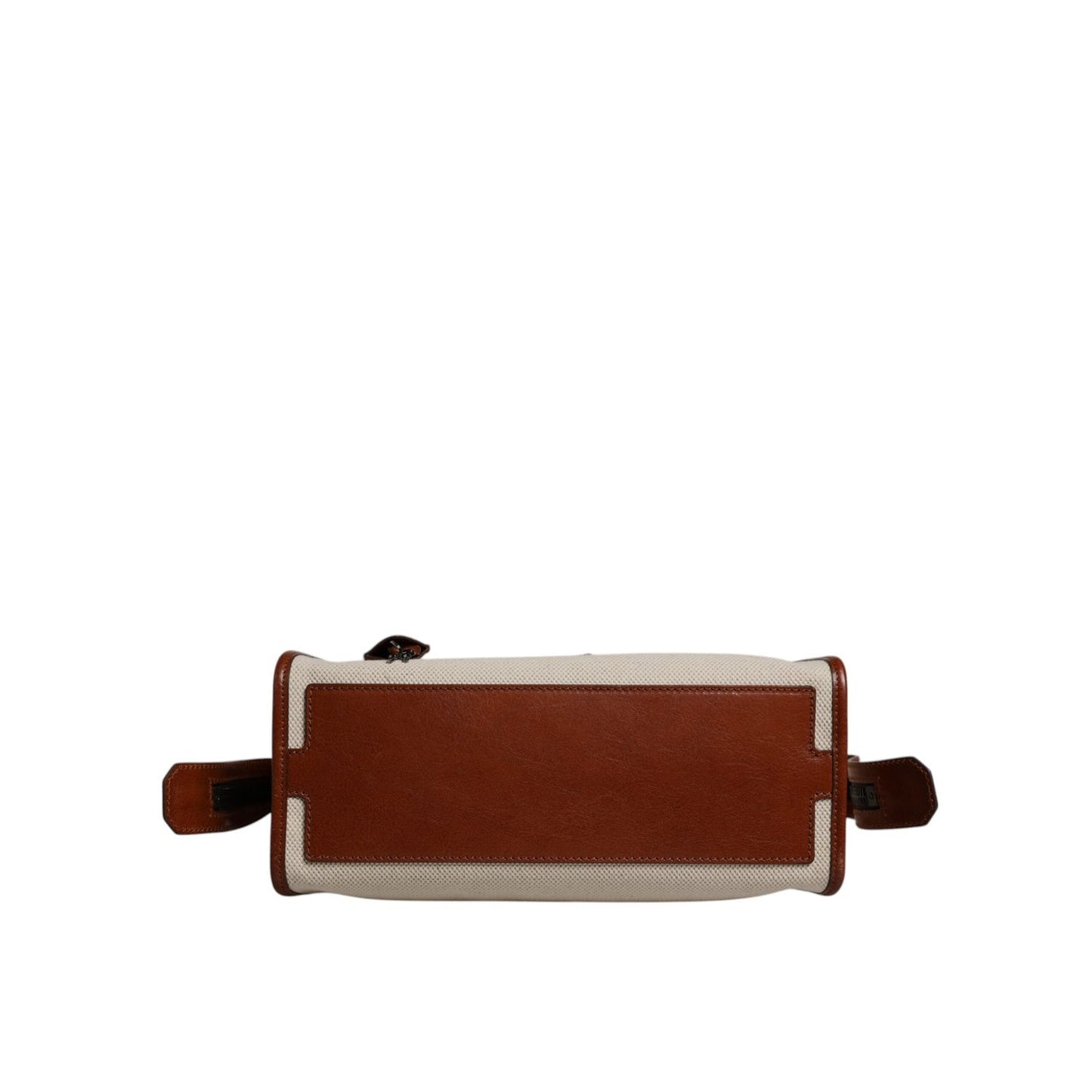 Dolce & Gabbana Beige Brown Cotton Leather Duffle Shoulder Bag BAG4324