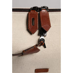 Dolce & Gabbana Beige Brown Cotton Leather Duffle Shoulder Bag BAG4324