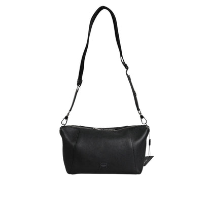 Dolce & Gabbana Black Leather Logo Plaque Shoulder Crossbody Bag